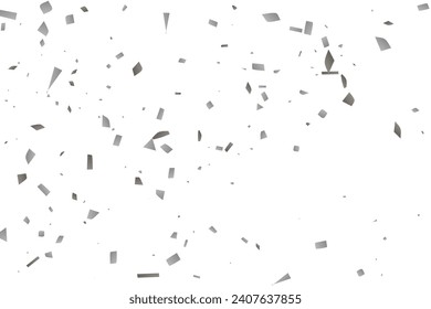 Silver glitter confetti on a white background. Illustration of a drop of shiny particles. Decorative element. Luxury background for your design, cards, invitations, gift, vip. 