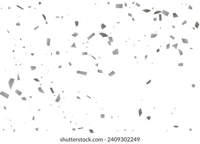 Silver glitter confetti on a white background. Illustration of a drop of shiny particles. Decorative element. Luxury background for your design, cards, invitations, gift, vip. 