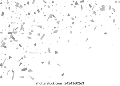 Silver glitter confetti on a white background. Illustration of a drop of shiny particles. Decorative element. Luxury background for your design, cards, invitations, gift, vip.