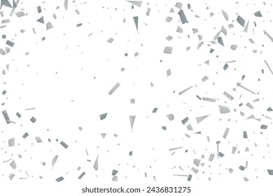 Silver glitter confetti on a white background. Illustration of a drop of shiny particles. Decorative element. Luxury background for your design, cards, invitations, gift, vip.