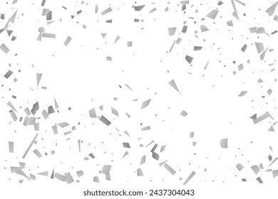 Silver glitter confetti on a white background. Illustration of a drop of shiny particles. Decorative element. Luxury background for your design, cards, invitations, gift, vip. 