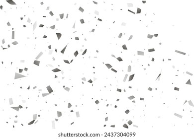 Silver glitter confetti on a white background. Illustration of a drop of shiny particles. Decorative element. Luxury background for your design, cards, invitations, gift, vip. 