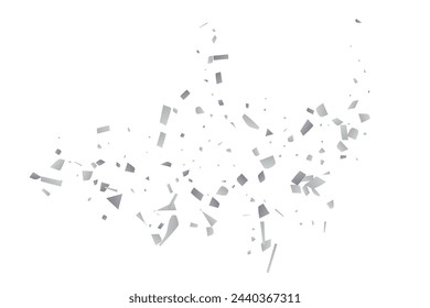 Silver glitter confetti on a white background. Illustration of a drop of shiny particles. Decorative element. Luxury background for your design, cards, invitations, gift, vip. 