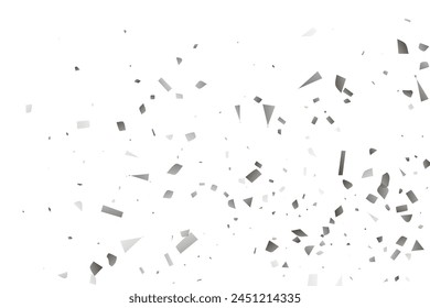 Confeti de brillo plateado sobre fondo blanco. Ilustración de una gota de partículas brillantes. Elemento decorativo. Fondo de lujo para su diseño, tarjetas, invitaciones, regalo, vip. 