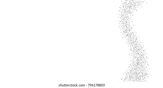 Silver glitter confetti on a white background. Illustration of a drop of shiny particles. Decorative element. Luxury background for your design, cards, invitations, gift, vip.