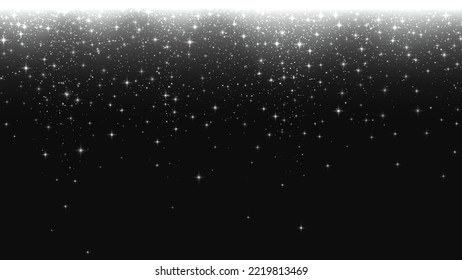 Polvo de brillo plateado sobre fondo negro. Ilustración del vector