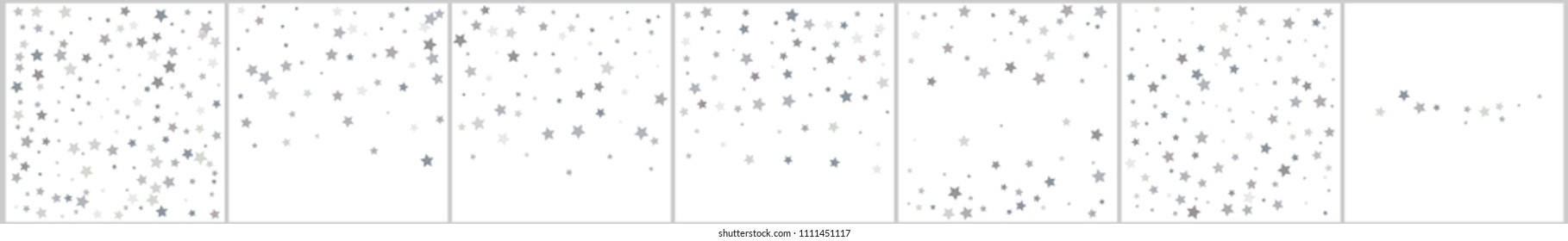 Silver Glitter Falling Stars. Silver Sparkle Star On White Background. Vector Template For New Year, Christmas, Birthday, Party, Wedding, Card, Invitation, Flyer, Voucher, Web, Header. Star Confetti.