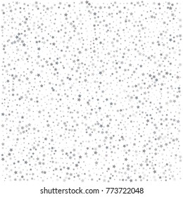 Silver glitter falling stars. Silver sparkle star on white background. Vector template for New year, Christmas, birthday, party, wedding, card, invitation, flyer, voucher, web, header. Star confetti.