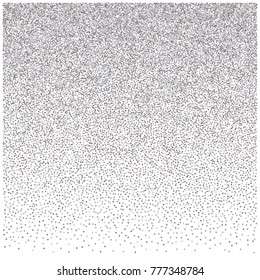 silver glitter frame or border,  halftone. light dust, flying circle confetti elements. Sparkle dots, round tinsel elements celebration graphic design. background vector illustration