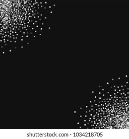 Silver glitter. Frame corners on black background. Neat vector illustration.