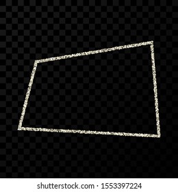 Silver glitter frame. Rectangle frame with shiny sparkles on dark transparent background. Vector illustration