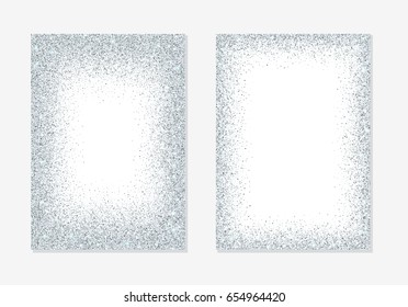 Silver glitter holiday card backgrounds with sparkle dots confetti.