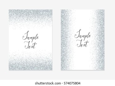 Silver Glitter Invitation Design Card With Sparkle For Holidays.