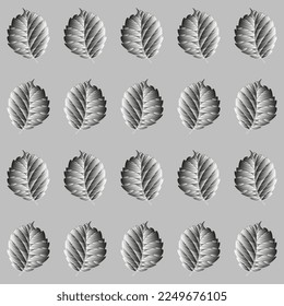 Silver glitter leaves, seamless pattern. Rich bright design