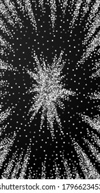 Silver glitter luxury sparkling confetti. Scattered small gold particles on black background. Elegant festive overlay template. Exotic vector background.