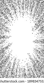 Silver glitter luxury sparkling confetti. Scattered small gold particles on white background. Dramatic festive overlay template. Fabulous vector background.