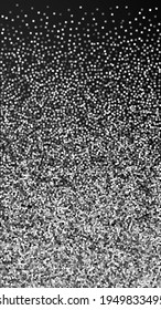Silver glitter luxury sparkling confetti. Scattered small gold particles on black background. Excellent festive overlay template. Delicate vector background.