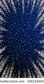 Silver glitter luxury sparkling confetti. Scattered small gold particles on dark blue background. Divine festive overlay template. Shapely vector background.