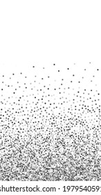 Silver glitter luxury sparkling confetti. Scattered small gold particles on white background. Excellent festive overlay template. Rare vector background.