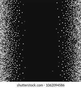 Silver glitter. Messy border on black background. Interesting vector illustration.