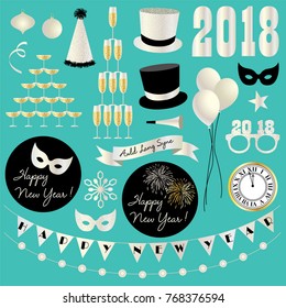 Silver Glitter New Years Eve 2018 Vector Clipart