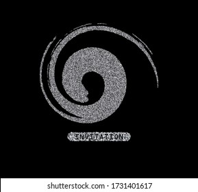 Silver glitter on a black background. Enso calligraphy is an element of Japanese or Chinese style Zen Brush Circle. Round frame vector illustration.