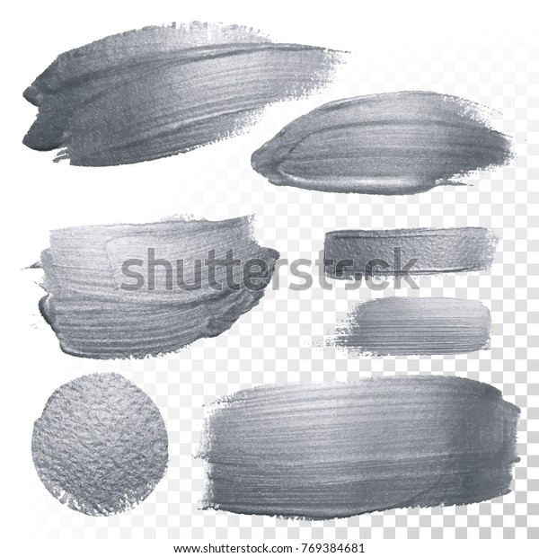 Silver Glitter Paint Brush Strokes Circle Stock Vector (Royalty Free