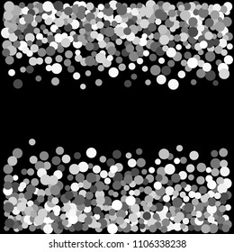 Silver glitter particles background effect. Sparkling texture. Argent dust sparkling in falling. Use for banner, greeting and Christmas card, invitation, postcard, paper packaging. Vector illustration