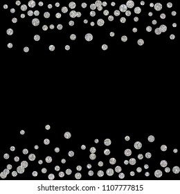 Silver glitter particles background effect. Sparkling texture. Argent dust sparkling in falling. Use for banner, greeting and Christmas card, invitation, postcard, paper packaging. Vector illustration