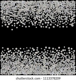 Silver glitter particles background effect. Sparkling texture. Argent dust sparkling in falling. Use for banner, greeting and Christmas card, invitation, postcard, paper packaging. Vector illustration