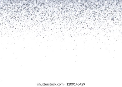 Silver glitter particles on white background. Vector