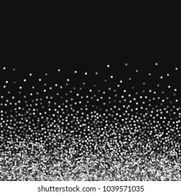 Silver glitter. Scatter bottom gradient on black background. Cool vector illustration.