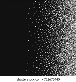 Silver glitter. Scatter right gradient on black background. Charming vector illustration.