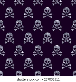 Silver glitter skulls in love seamless pattern. Vector background.