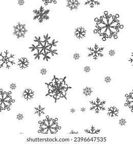 Silver and glitter snowflake circle wreath for card or invite. Vector background for Christmas design.