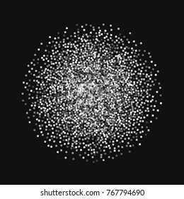 Silver glitter. Sphere with silver glitter on black background. Unusual Vector illustration.