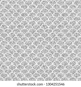 Silver glitter squama texture. Sparkle vector background. White scales seamless pattern for your design