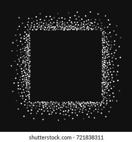 Silver glitter. Square abstract mess with silver glitter on black background. Charming Vector illustration.