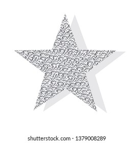Silver glitter star isolated on a white background