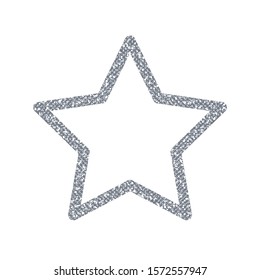Silver Glitter Star On White Background