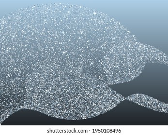 Silver glitter stars shimmer vector holiday background. Confetti sparkles shiny texture. Metal silver stars and circle confetti snowflakes scatter. Glamour lights party blue gray white winter backdrop