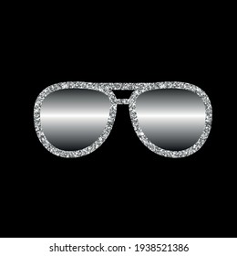 Silver Glitter Sun Glass, Vector Silver Sunglass, Spectacles