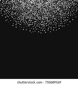 Silver glitter. Top semicircle on black background. Delicate vector illustration.