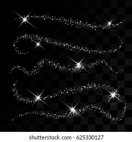 Conjunto de Onda de Glitter Prata. Coleção Stardust. Fundo abstrato Sparkles. Ilustração vetorial