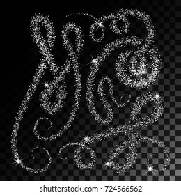Silver Glitter Wave. Stardust Collection. Vertical Sparkles Abstract Background. Vector illustration