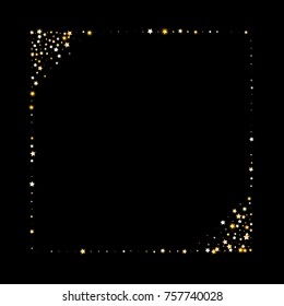 Silver Glittering Stars Border on White Background. Wedding, Greeting Card, Invitation Template with Shimmering Stars Confetti Frame. White Sky Vector Background for Luxury, Glamour Design.