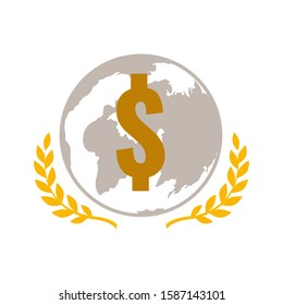 Silver globe with gold dollar sign,vector illustration
