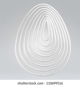 Silver glossy abstract egg background hanging over light neutral background