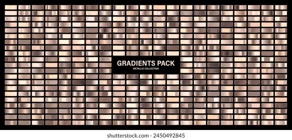 Silver glossy gradient, metal foil texture. Color swatch set. Collection of high quality gradients. Shiny metallic background. Design element. Vector illustration