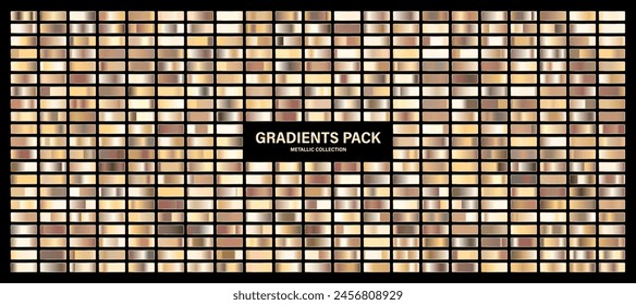 Silver glossy gradient, metal foil texture. Color swatch set. Collection of high quality gradients. Shiny metallic background. Design element. Vector illustration